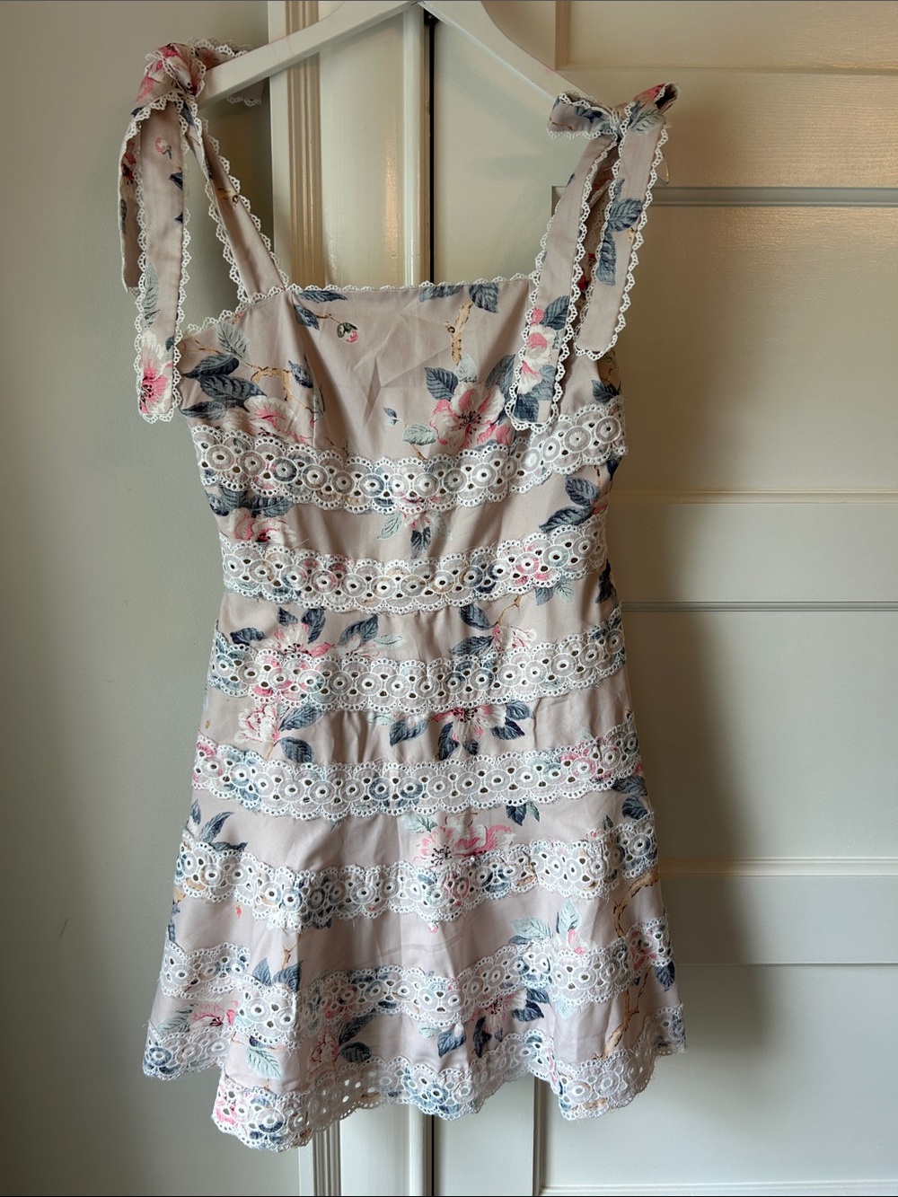 Avantlook Pink Floral Lace-Trim Sundress
